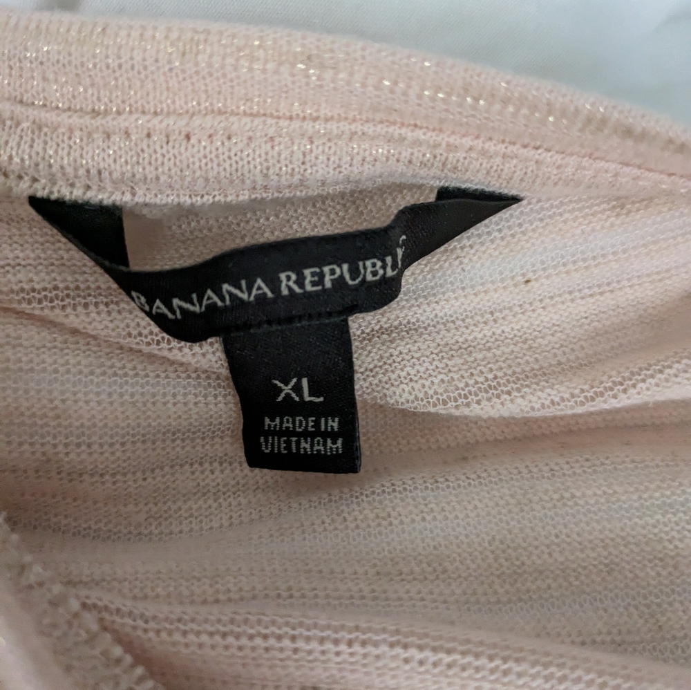 Banana Republic Linen Blend‎ Flutter Sleeve Top Womens XL Light Pink - Picture 2 of 6